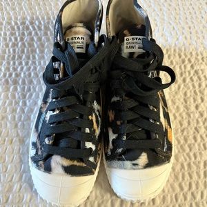 G-Star Raw Black Tiger Print Mid Sneakers Shoes Footwear Size 8
